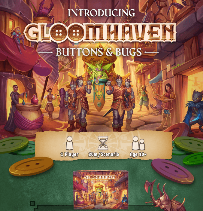 Gloomhaven: Buttons & Bugs solo game announced - Encounter the Gloomhaven universe with this compact experience!